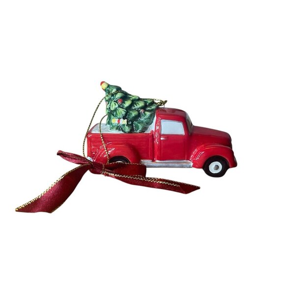 Spode “Christmas Tree” Red Truck Ornament bringing home the tree rare - Picture 7 of 12